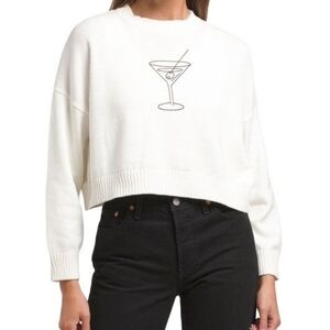 moon & madison White Sweater with Martini Design